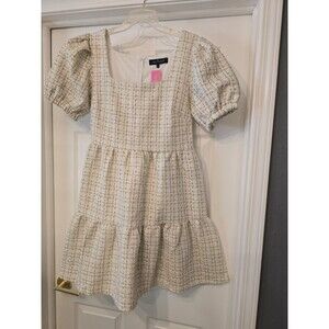 Simply Southern Cream Tweed Puff Sleeve Midi Dress